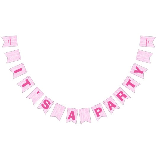 ピンク繊維 バンティングフラッグ (全)