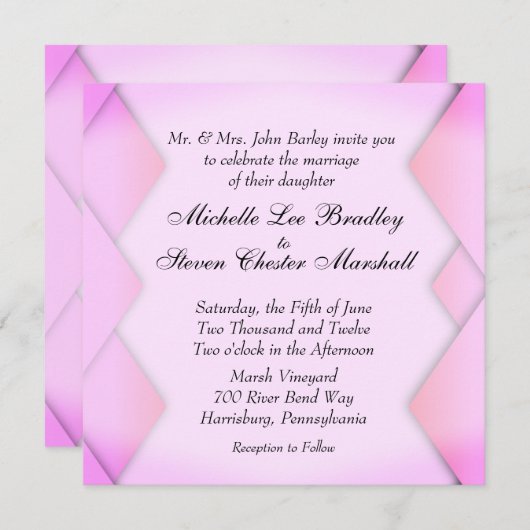 ピンク織 招待状 (正面/裏面)