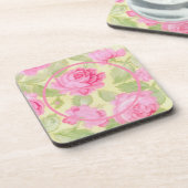 ピンク美しいコルクバックコースター コースター (左側)