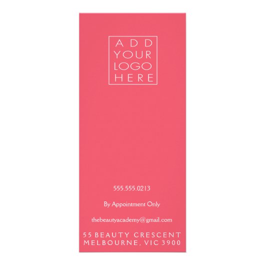 ピンク美しいサロンビューティシアンメニュー価格表 ラックカード (裏面)