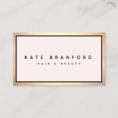 ピンク美しいサロンプロフェッショナル縁ど金ゴールド 名刺 (正面)