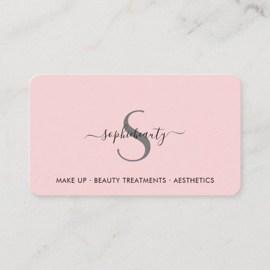 ピンク美しいビジネスモノグラムエレガントロイヤリティカード ロイヤリティカード (裏面)