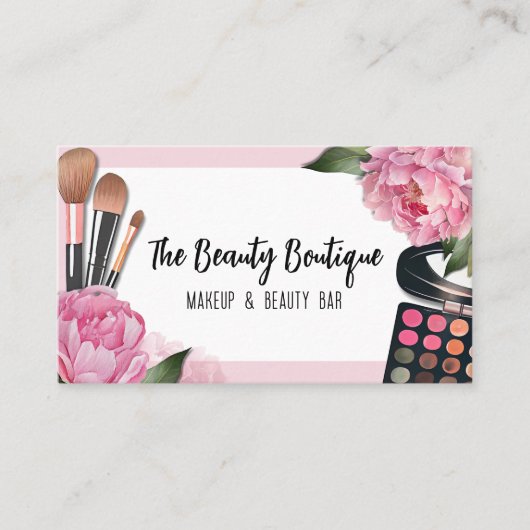 ピンク美しいメイクアップアーティスト 名刺 (正面)