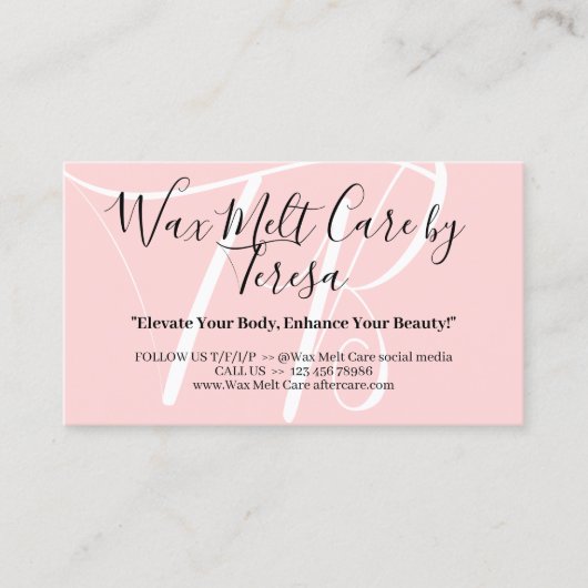 ピンク美しいワックスメルト気に指示 名刺 (正面)