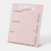 ピンク美学サロンサービス価格リスト 台座サイン (正面)