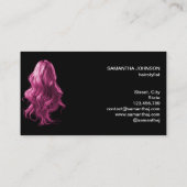 ピンク美容師モダンタイポグラフィ育毛 名刺 (裏面)