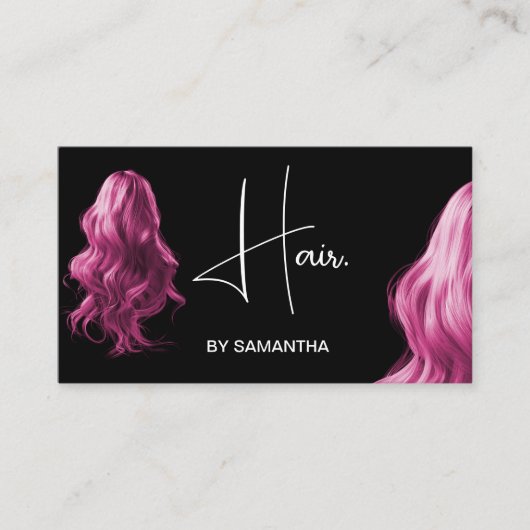 ピンク美容師モダンタイポグラフィ育毛 名刺 (正面)