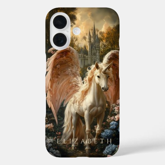 ピンク羽のユニコーンペガサスフェアヤタリーアート Case-Mate iPhoneケース (裏面)
