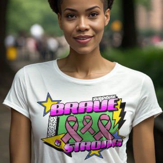 ピンク考えのがん認識度(レトロ90のスタイル) Tシャツ