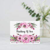 ピンク考えの花を着た君の ポストカード (スタンド正面)