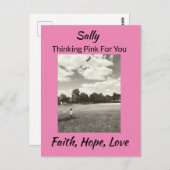 ピンク考えるの乳がん信仰ホープラブ ポストカード (正面/裏面)