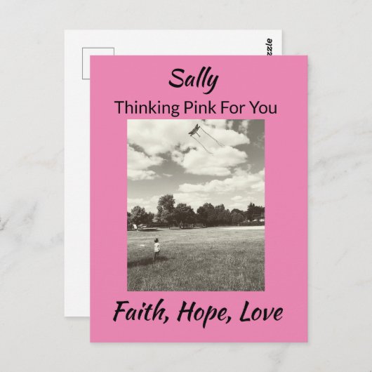 ピンク考えるの乳がん信仰ホープラブ ポストカード (正面/裏面)