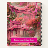 ピンク考えクのパーソナライズ ノートブック (裏面)