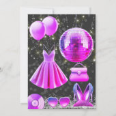 ピンク考えコアディスコパーティー 招待状 (裏面)