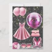 ピンク考えコアディスコパーティー 招待状 (裏面)