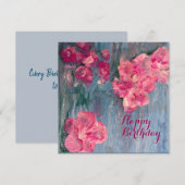 ピンク考えフラット誕生日カード サンキューカード (正面/裏面)