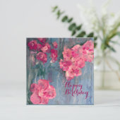 ピンク考えフラット誕生日カード サンキューカード (スタンド正面)