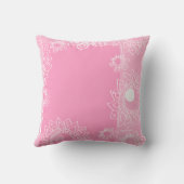 ピンク考えヘンナ花タトゥーファッション模様 クッション (裏面)