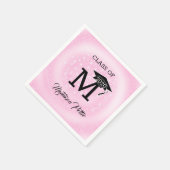 ピンク背景の白いスパーク スタンダードカクテルナプキン (角)