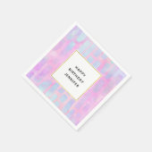 ピンク背景の青い四角形の誕生日 スタンダードカクテルナプキン (角)