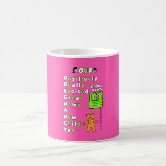 ピンク背景妊娠Girl Mug コーヒーマグカップ (中央)