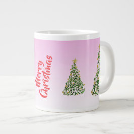 ピンク背景専門マグカップのクリスマスツリー ジャンボコーヒーマグカップ
