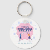 ピンク脳イラストレーション人工知能 キーホルダー (裏面)