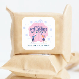 ピンク脳イラストレーション人工知能 スクエアシール