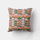 ピンク自然と緑の幾何形状パターン クッション (裏面)