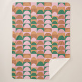 ピンク自然と緑の幾何形状パターン シェルパブランケット (正面)