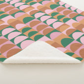 ピンク自然と緑の幾何形状パターン シェルパブランケット (3/4)