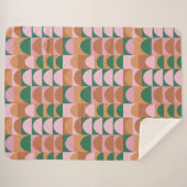 ピンク自然と緑の幾何形状パターン シェルパブランケット (正面(横))