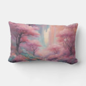 ピンク自然フォレストAIアート装飾用クッション ランバークッション (裏面)