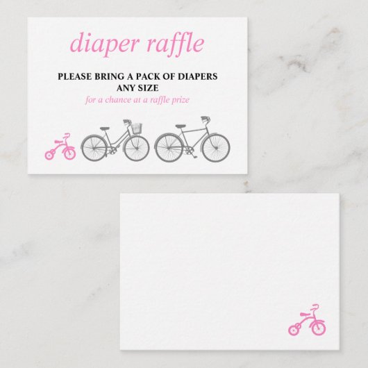 ピンク自転車おむつラッフル エンクロージャーカード (正面/裏面)