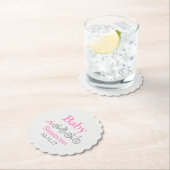 ピンク自転車のベビーシャワー ペーパーコースター (インサイチュ)