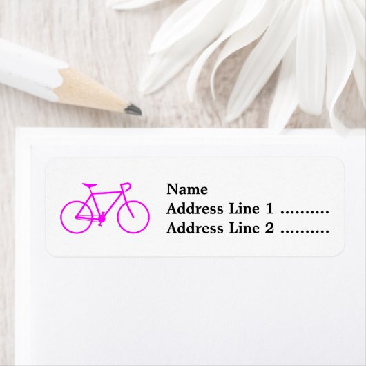 ピンク自転車シルエット差出人住所ラベル ラベル (インサイチュ)