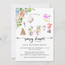 ピンク自転車 |ドライブバイベビーシャワー招待状