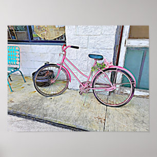 ピンク自転車 – 壁のポスター ポスター