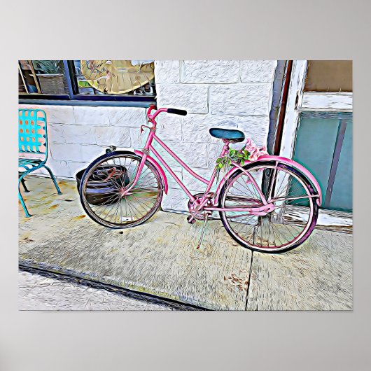 ピンク自転車 – 壁のポスター ポスター (正面)