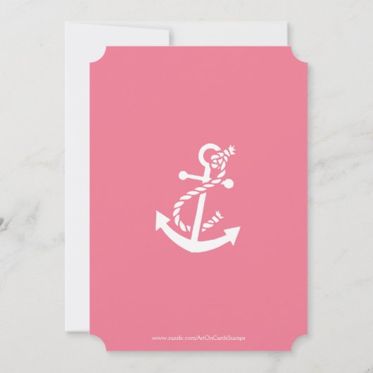 ピンク航海のいかりバースデーパーティー招待状 招待状 (裏面)