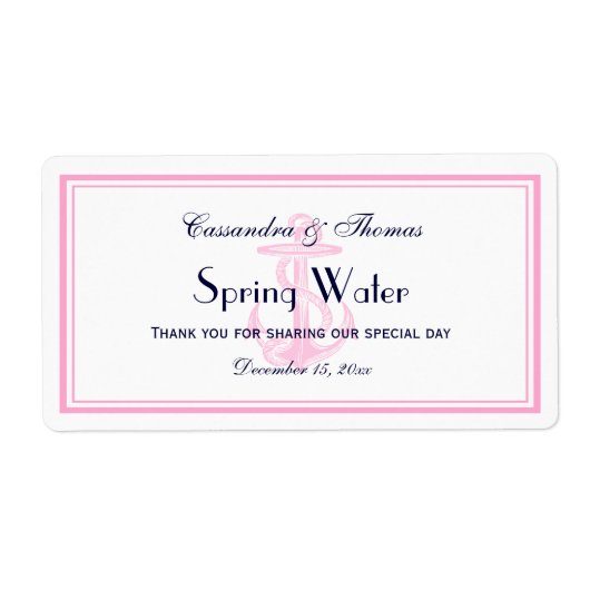 ピンク航海のいかりピンクフレームHウォーターボトル ラベル (正面)