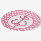 ピンク航海のいかりプレイド紙プレート ペーパープレート (アングル)