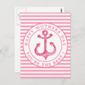 ピンク航海のいかりマストライプのザーズデイ葉書 ポストカード (正面/裏面)