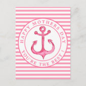 ピンク航海のいかりマストライプのザーズデイ葉書 ポストカード (正面)