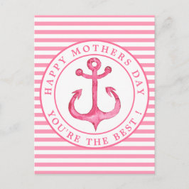 ピンク航海のいかりマストライプのザーズデイ葉書 ポストカード