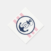 ピンク航海のいかりモノグラム スタンダードカクテルナプキン (角)
