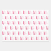 ピンク航海のと白の船の帆船 ラッピングペーパーシート (正面2)