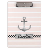 ピンク航海ののストライプいかり クリップボード (正面)