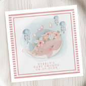 ピンク航海ののホエールクラゲの女の子ベビーシャワー スタンダードカクテルナプキン