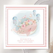 ピンク航海ののホエールクラゲの女の子ベビーシャワー スタンダードカクテルナプキン